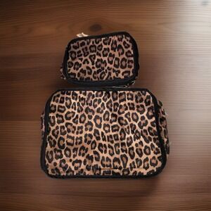 Chico's Leopard Cheetah Print Packable Travel Set 2 Pc Packing Cubes Laundry NWT